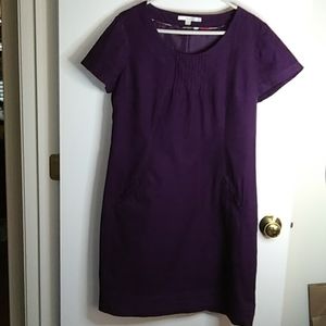 Boden Corduroy plum color, short sleeve lined Dress. Size 12 R.